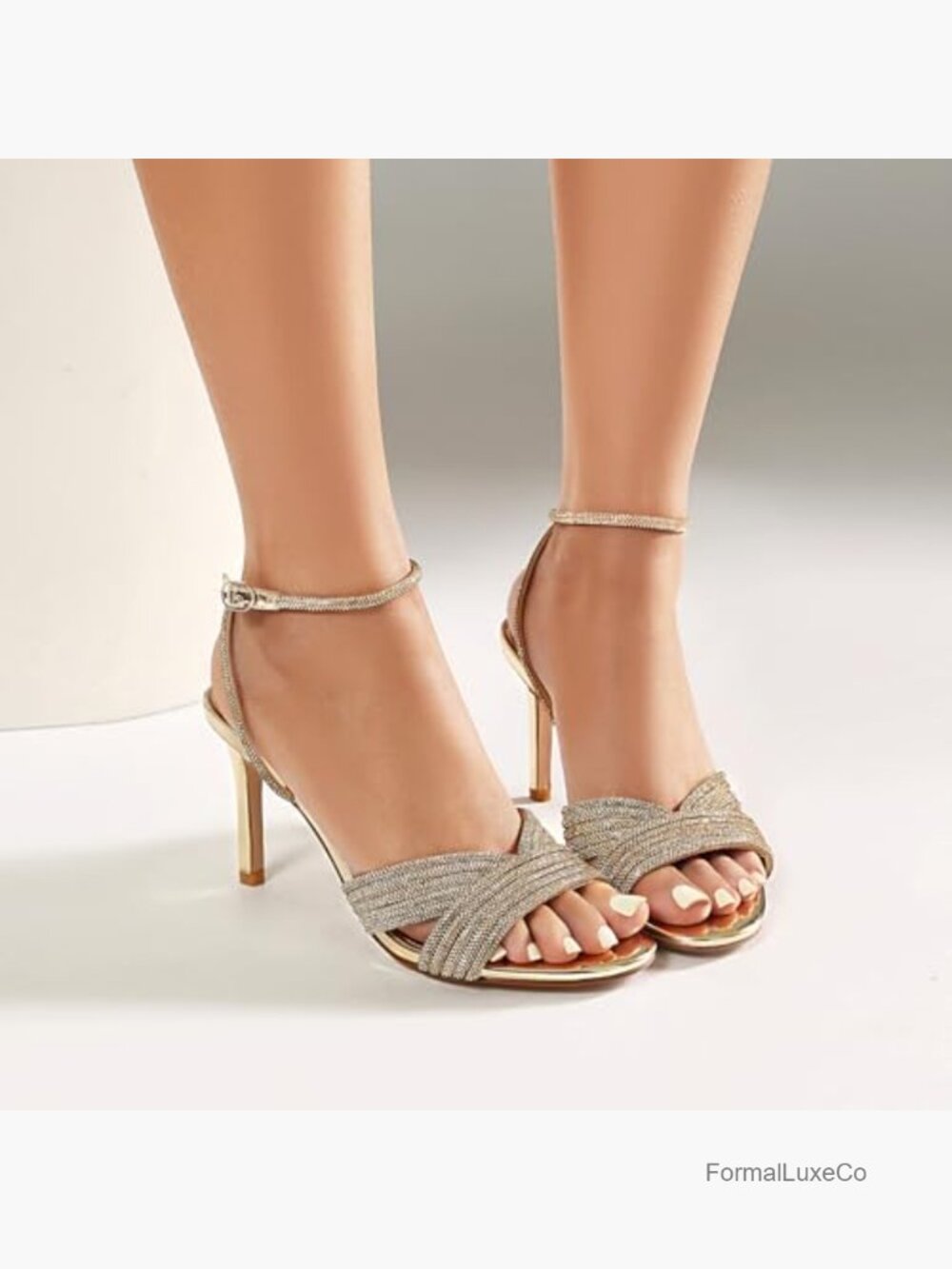 Rhinestone Stiletto Heeled Sandal Open Toe Ankle Strap Sparkly Dressy Summer - Picture 3 of 7